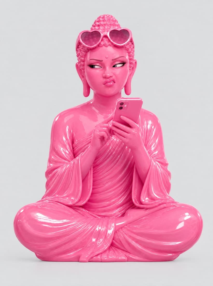 휴대폰을 노려보는 Queen Buda